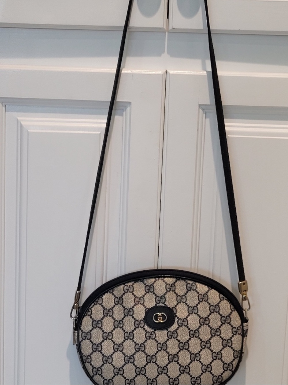 Authentic Gucci GG Supreme Beige Crossbody with Dark Blue Vintage and Rare - Picture 11 of 16